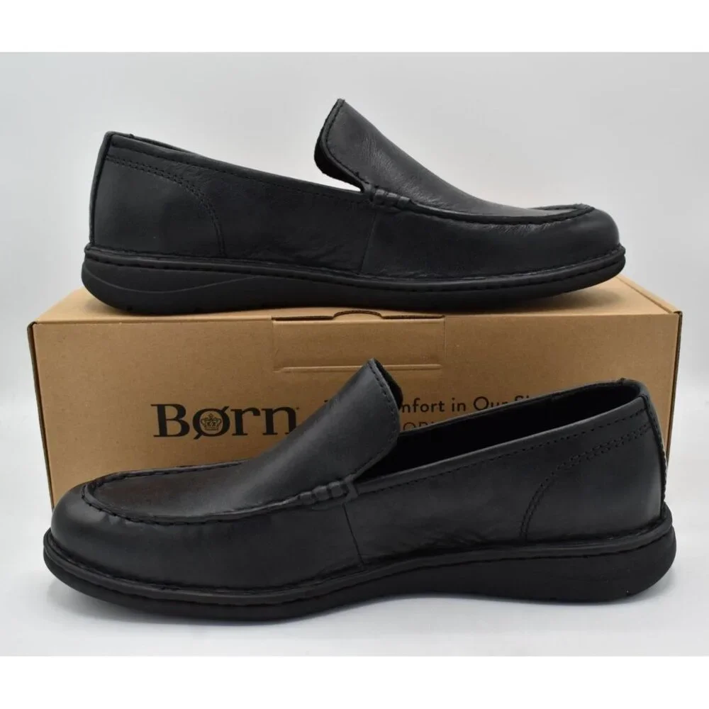 Born‎ Mens Size 9.5 Thaton Black Full Grain Leather Loafers Shoes